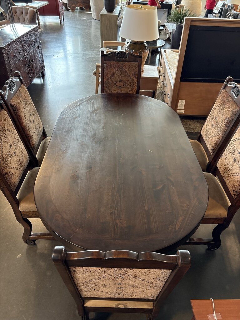 Oval Solid Wood Dining Set W/ 6 Chairs- 72X42X30H- AS IS