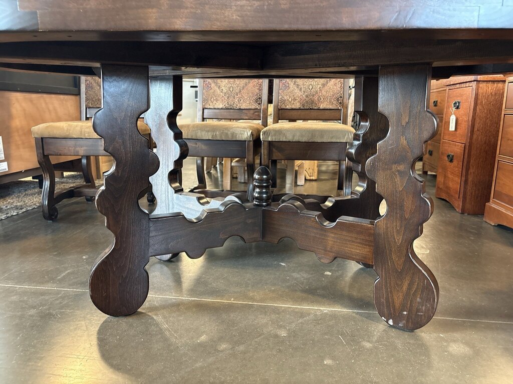Oval Solid Wood Dining Set W/ 6 Chairs- 72X42X30H- AS IS