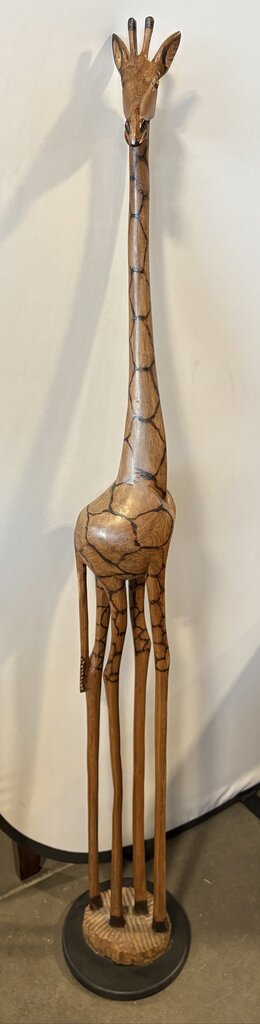 Vintage Carved Wood Giraffe- 12X12X60.5