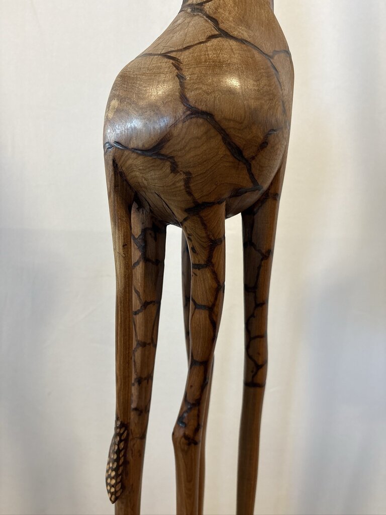 Vintage Carved Wood Giraffe- 12X12X60.5