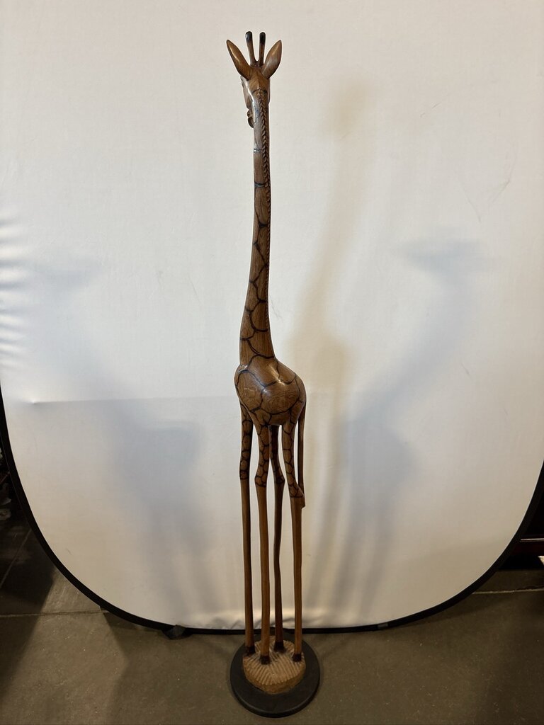 Vintage Carved Wood Giraffe- 12X12X60.5