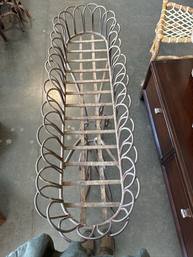 Rusted Oval Metal Planter On Stand- 36X12X36H