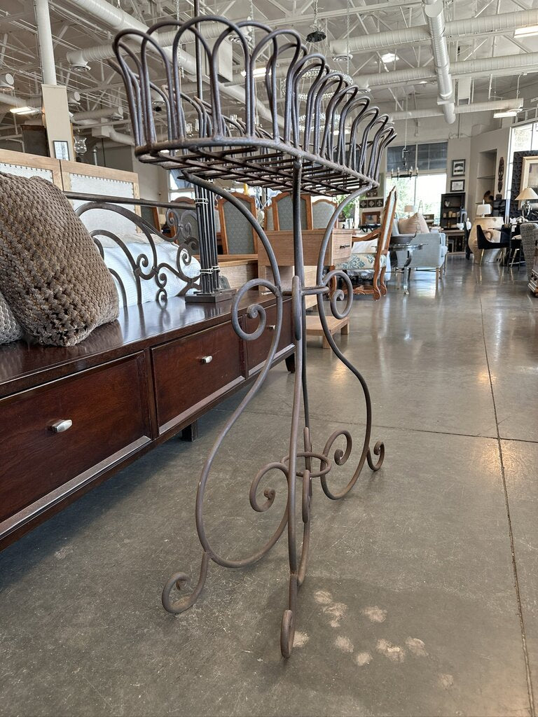 Rusted Oval Metal Planter On Stand- 36X12X36H
