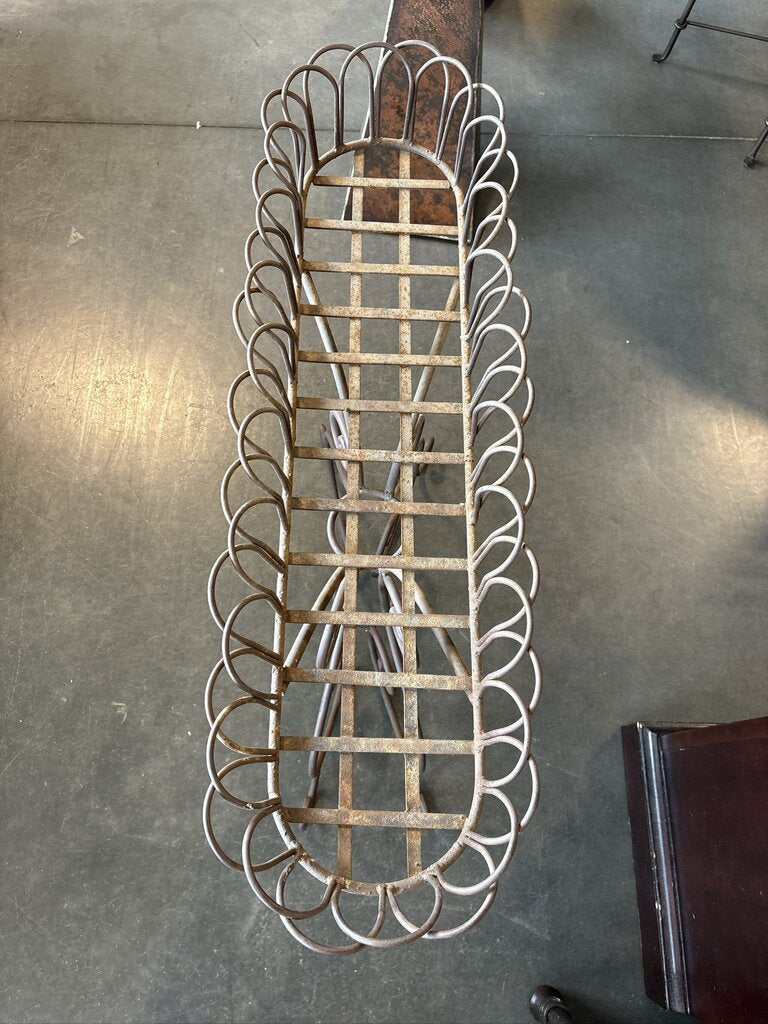 Rusted Oval Metal Planter On Stand- 36X12X36H