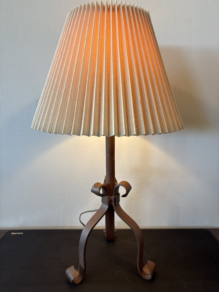 Wrought Iron Lamp W/ Pleated Shade- 16X16X28