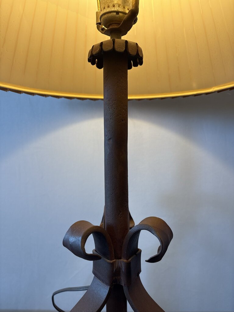 Wrought Iron Lamp W/ Pleated Shade- 16X16X28