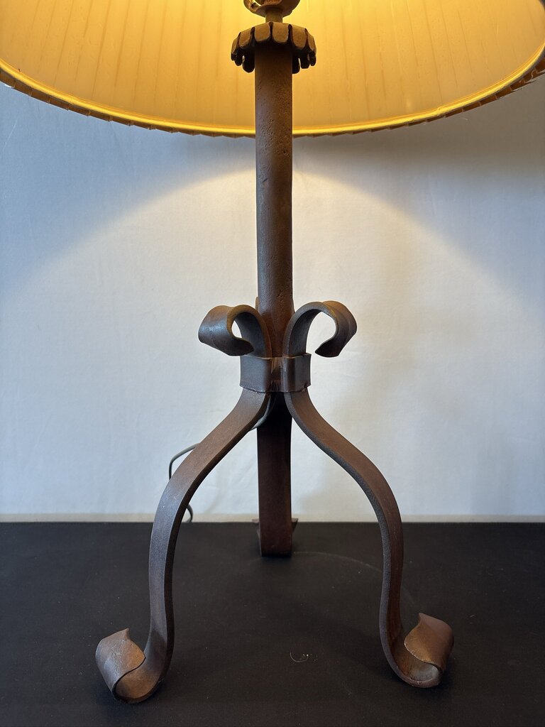 Wrought Iron Lamp W/ Pleated Shade- 16X16X28
