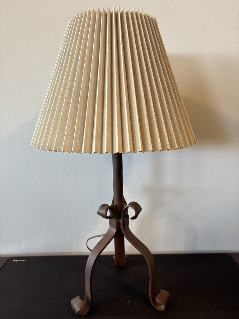 Wrought Iron Lamp W/ Pleated Shade- 16X16X28