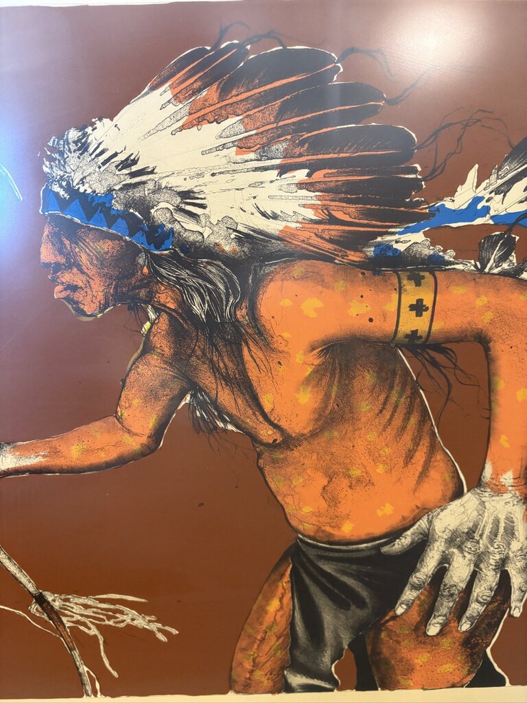 Indian Chief Hand Signed Lithograph By Paul Pletka- 42X33