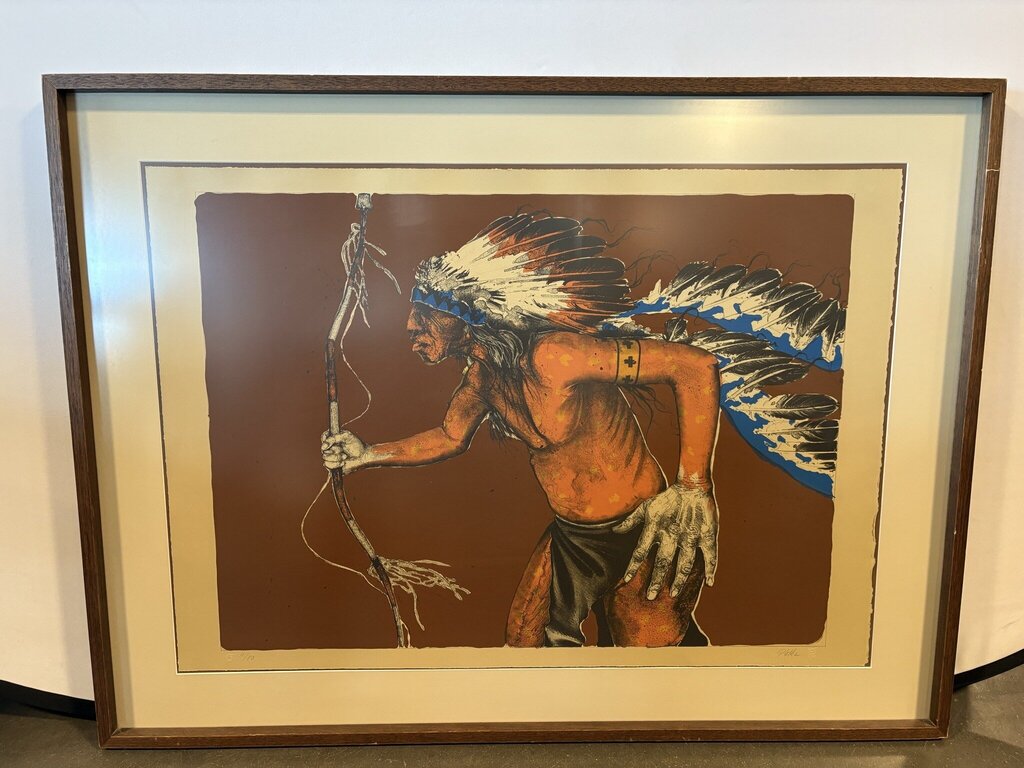 Indian Chief Hand Signed Lithograph By Paul Pletka- 42X33
