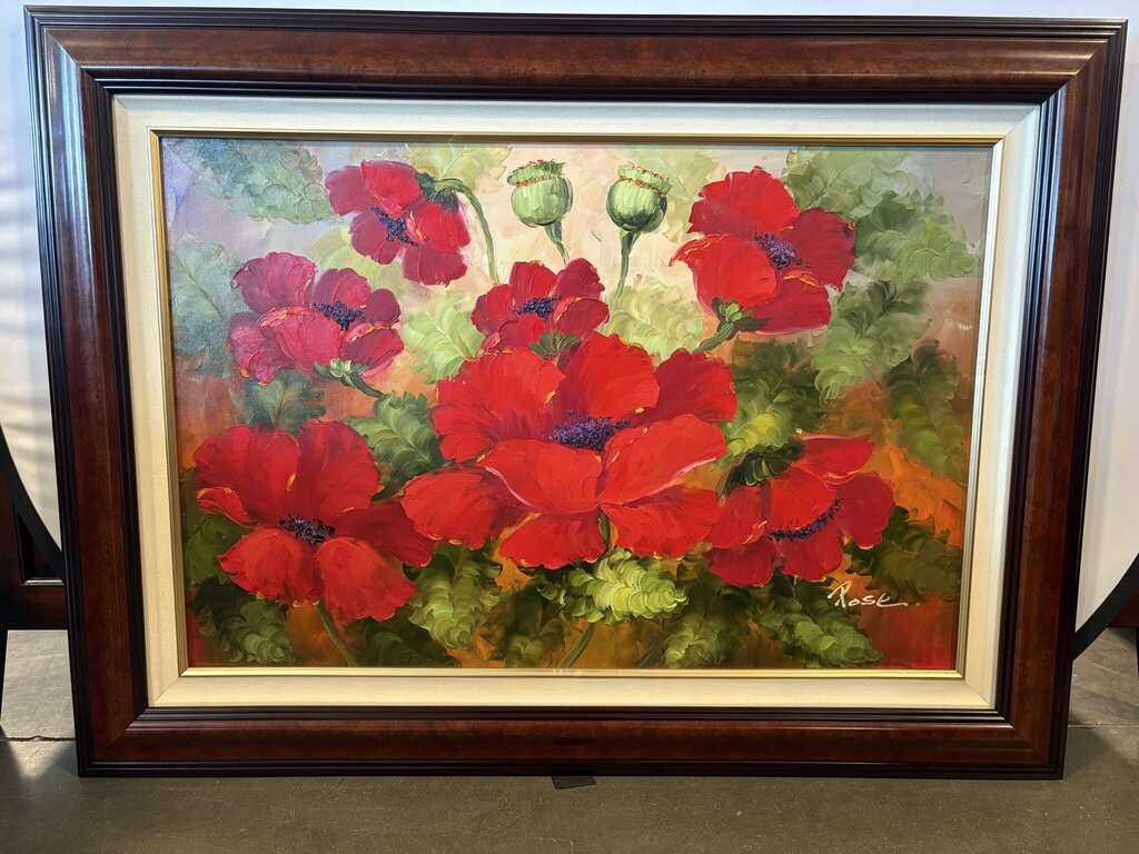 Original Poppies Art Signed By Rose- 46X2X33