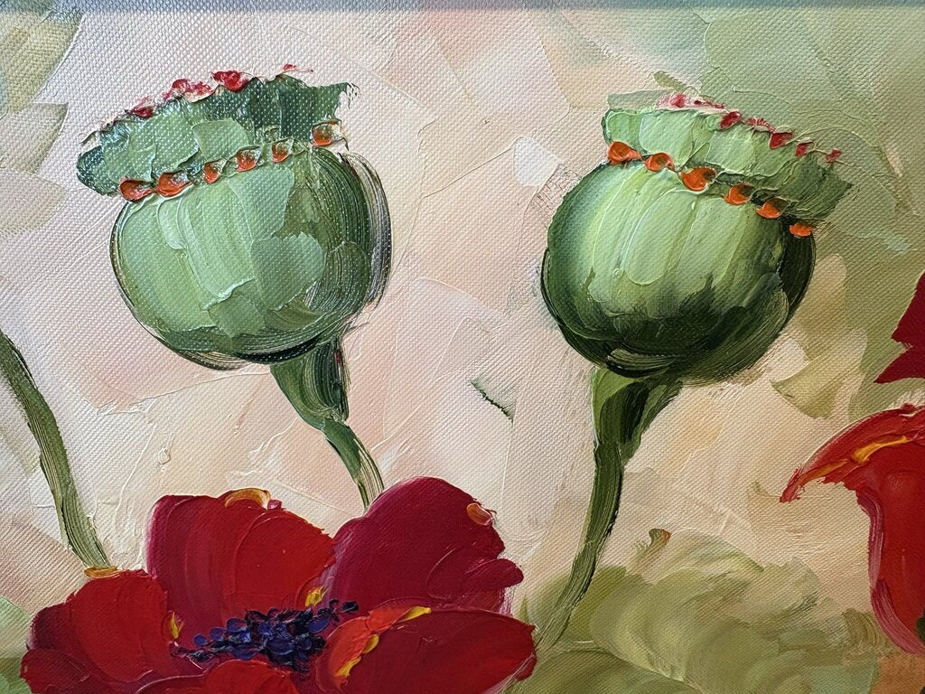 Original Poppies Art Signed By Rose- 46X2X33