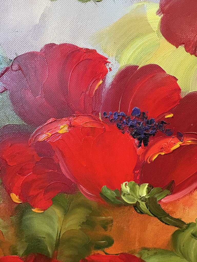 Original Poppies Art Signed By Rose- 46X2X33