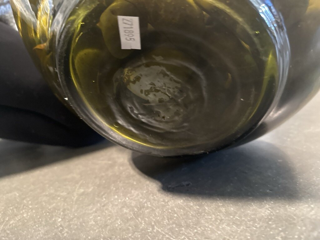 Glass Green Vase W/Rocks & Curly Willow- 12X12X65