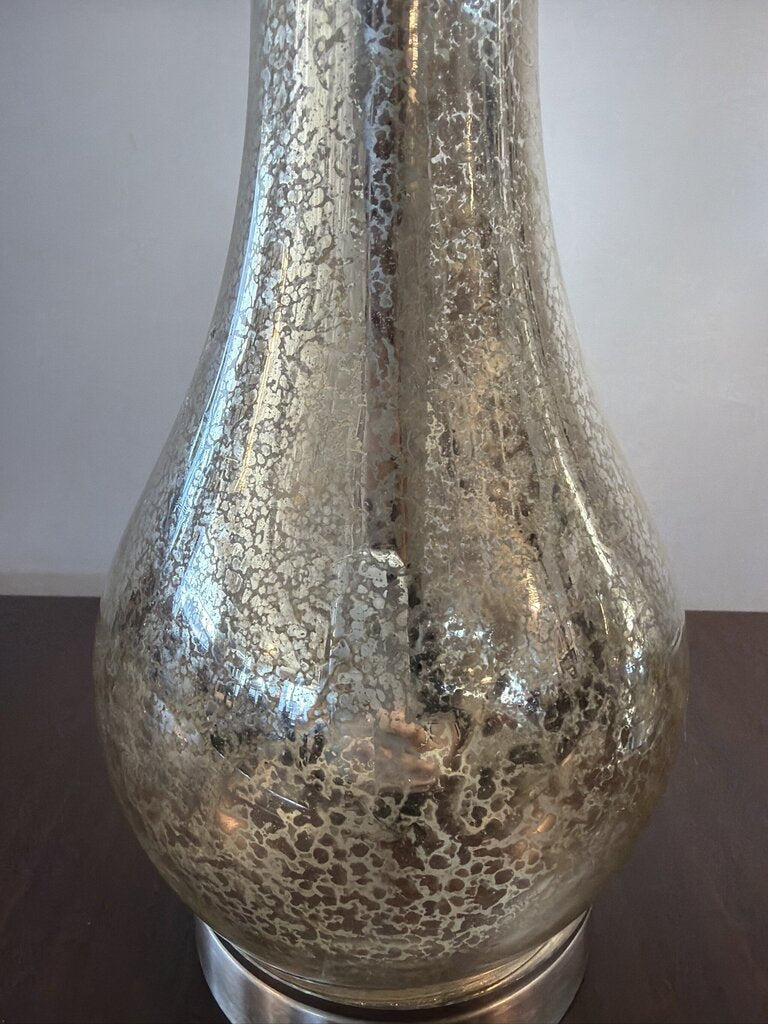 Mercury Glass Style Lamps W/ Cream Shades- Pair- 9X9X25H