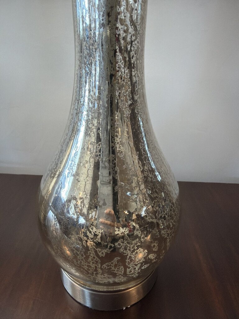 Mercury Glass Style Lamps W/ Cream Shades- Pair- 9X9X25H