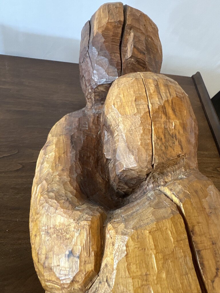 Vintage Carved Wood Statue- 9X9X21H