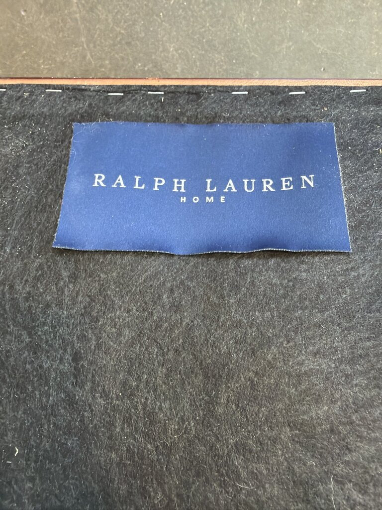 Ralph Lauren Black Embossed Leather Ottoman ||-24X24X18-AS IS