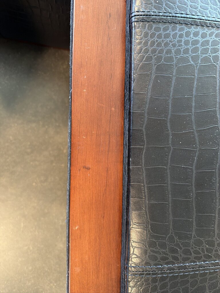 Ralph Lauren Black Embossed Leather Ottoman ||-24X24X18-AS IS