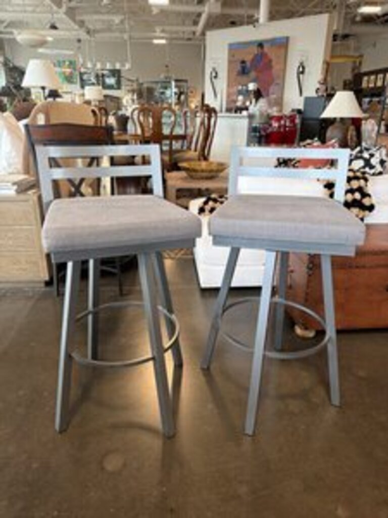 Amisco Derek Light Grey Metallic Barstools - Pair -19X21X37.5H