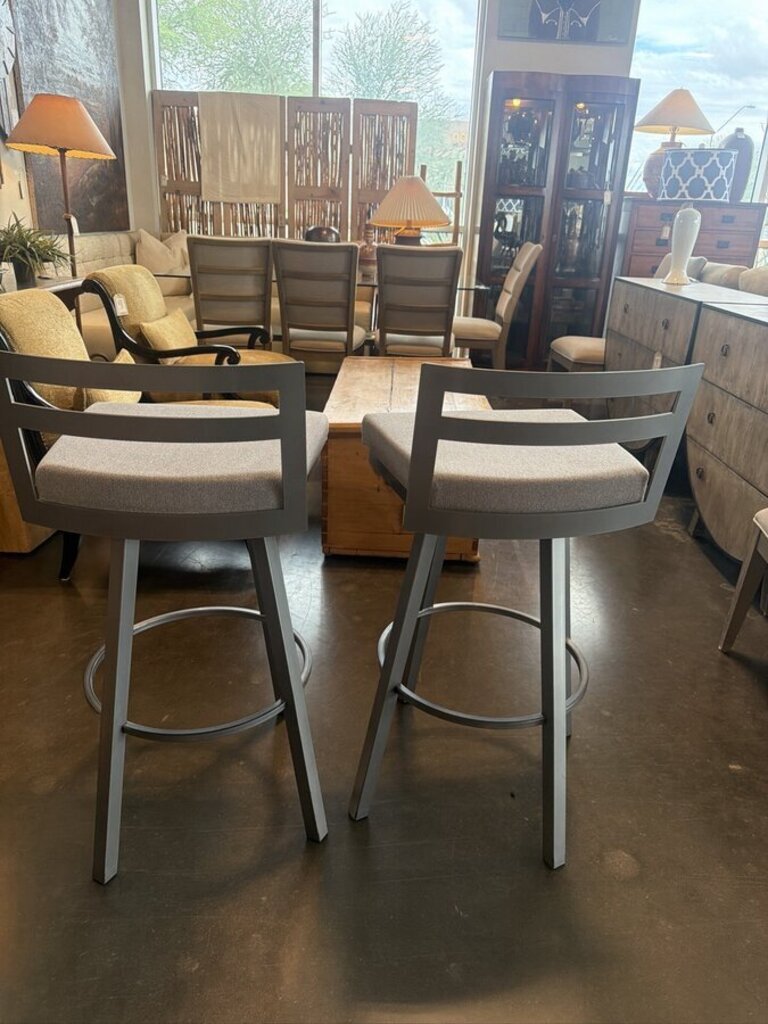 Amisco Derek Light Grey Metallic Barstools - Pair -19X21X37.5H