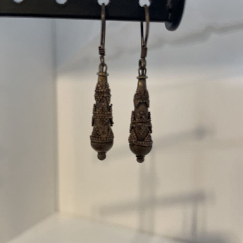 Sterling Silver Drop Earrings W/ Beaded Design