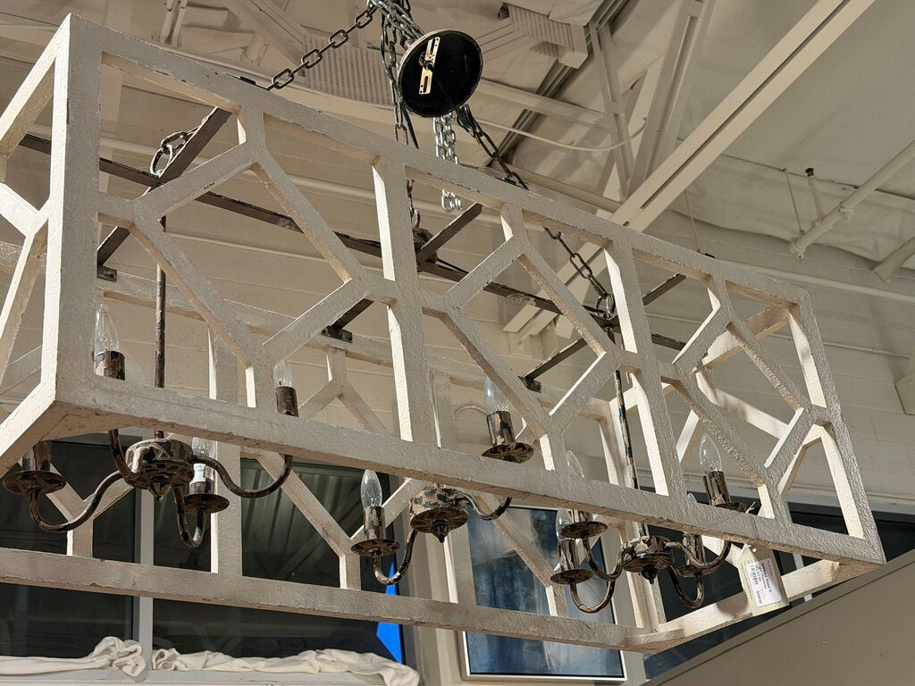 Antiqued Wood 10 Light Chandelier - 48X18X18H