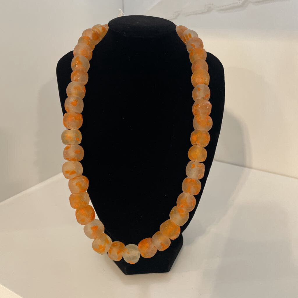 Orange Color Glass Beads Necklace
