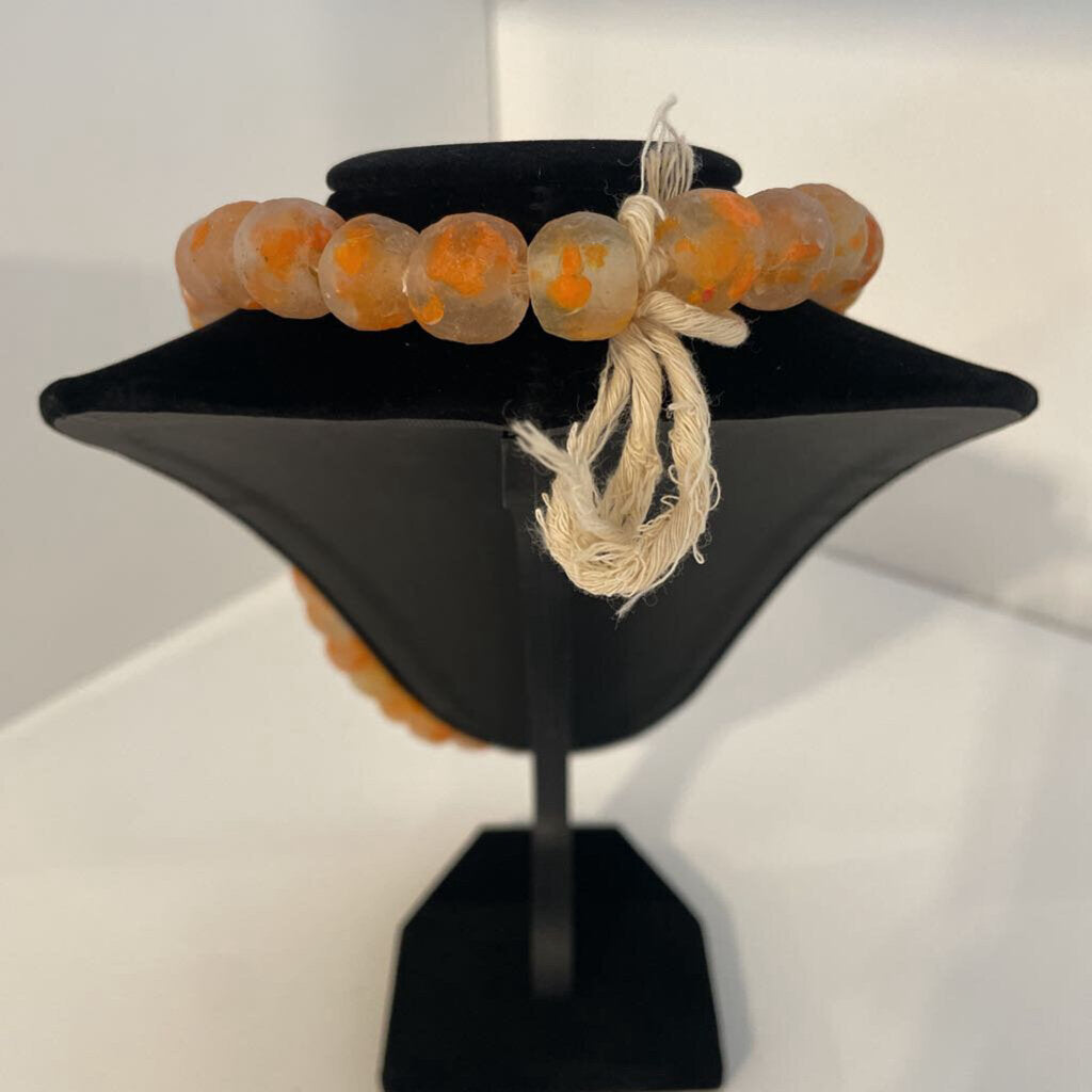 Orange Color Glass Beads Necklace