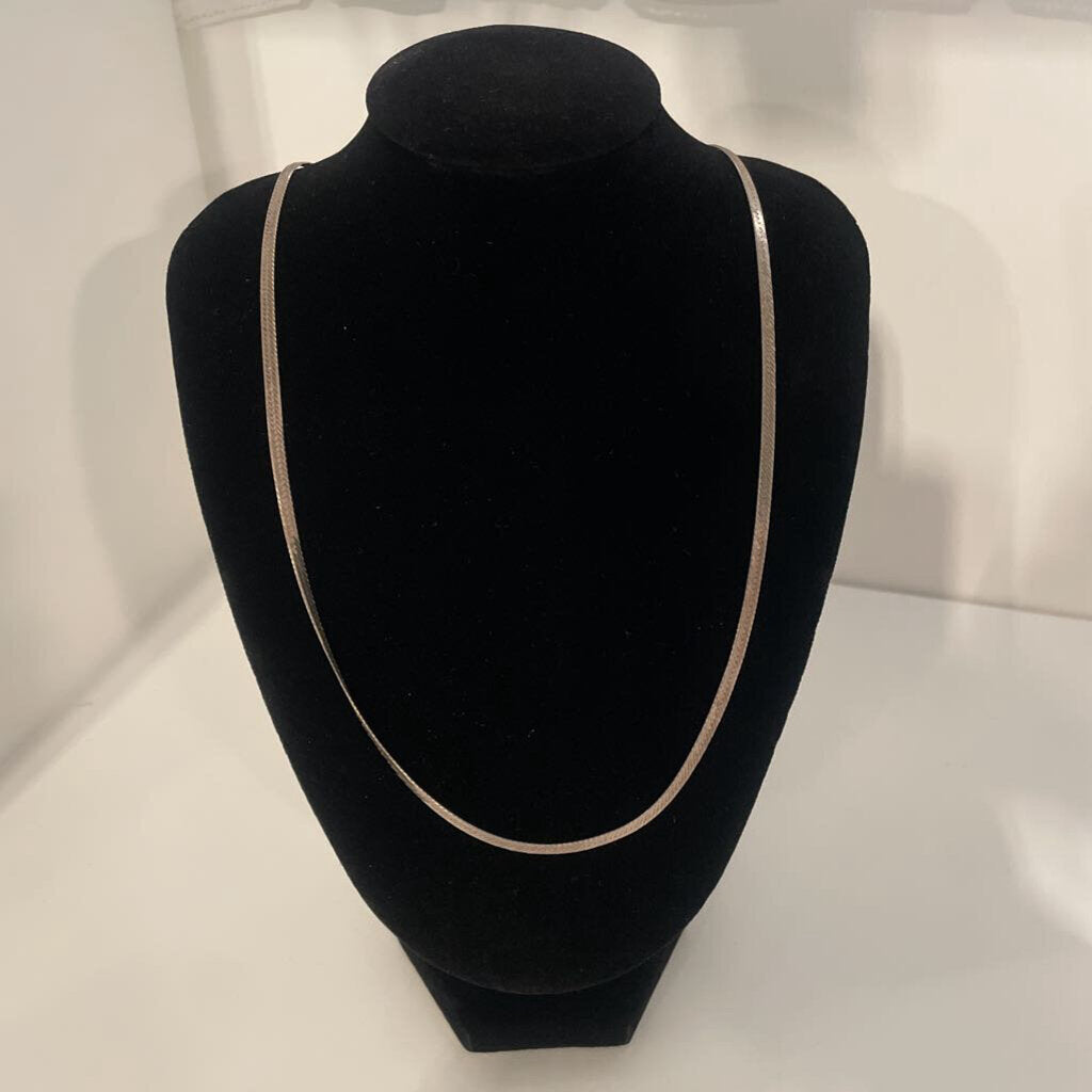 Sterling Silver 925 Herringbone 3MM Necklace Made in Italy - 24"