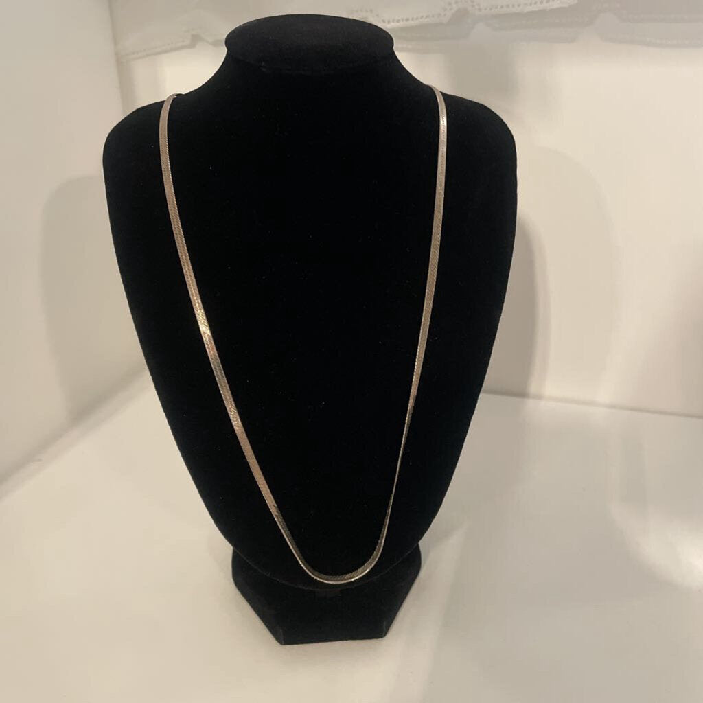 Sterling Silver 925 Herringbone 3MM Necklace Made in Italy - 24"