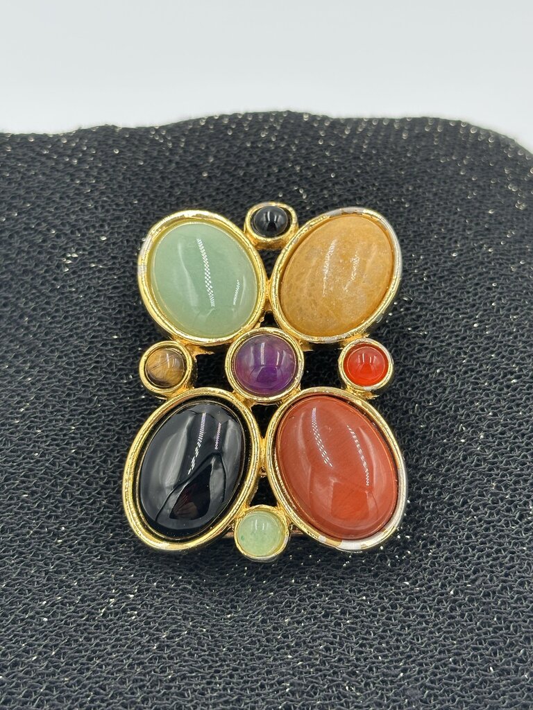 Polished Stone Gold Tone Belt Buckle