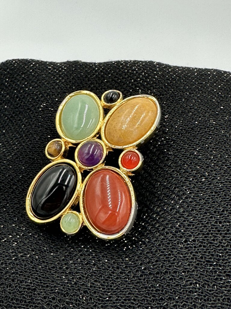 Polished Stone Gold Tone Belt Buckle