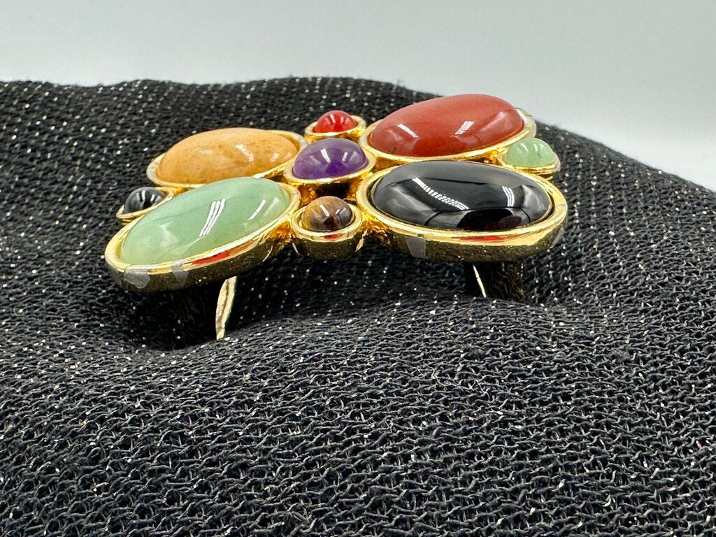 Polished Stone Gold Tone Belt Buckle