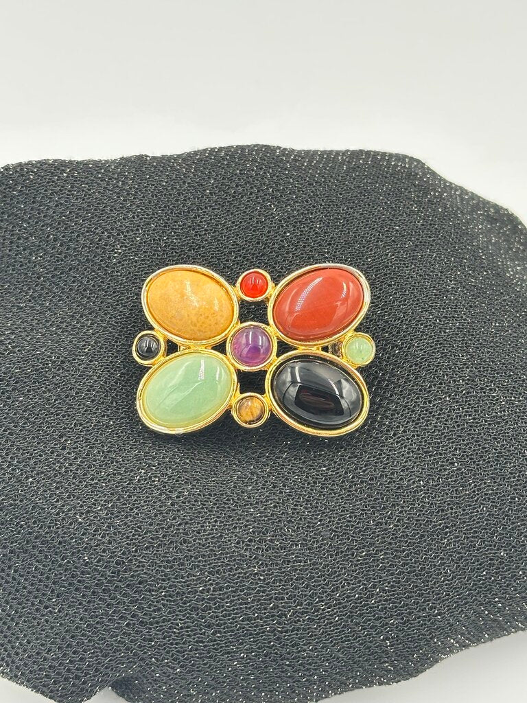 Polished Stone Gold Tone Belt Buckle