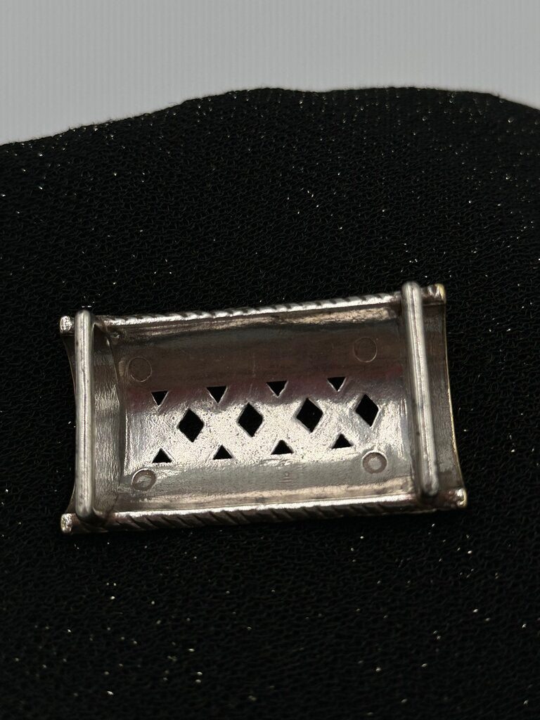 Vintage Silver & Gold Tone Basket Weave Belt Buckle