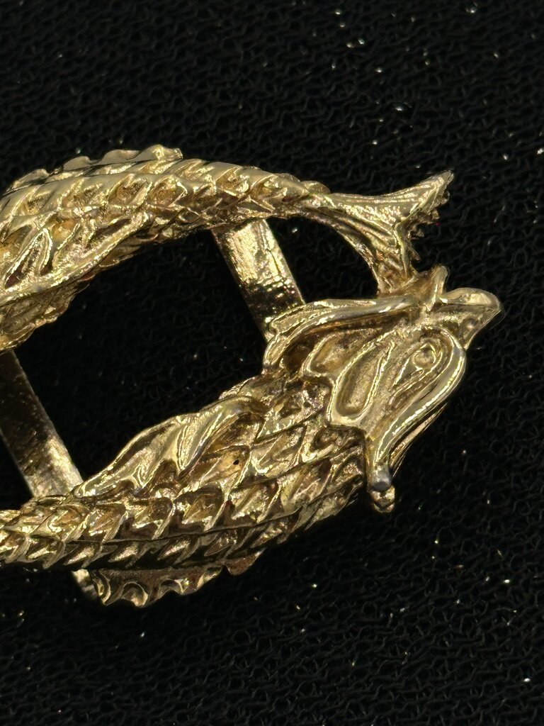 Vintage Gold Tone Metal Fish Belt Buckle