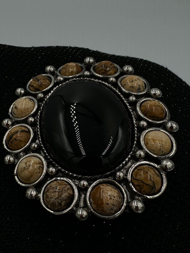 Vintage Onyx & Stone Belt Buckle