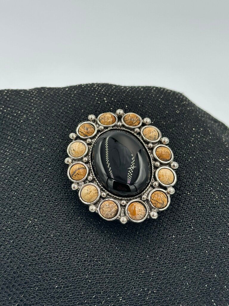 Vintage Onyx & Stone Belt Buckle