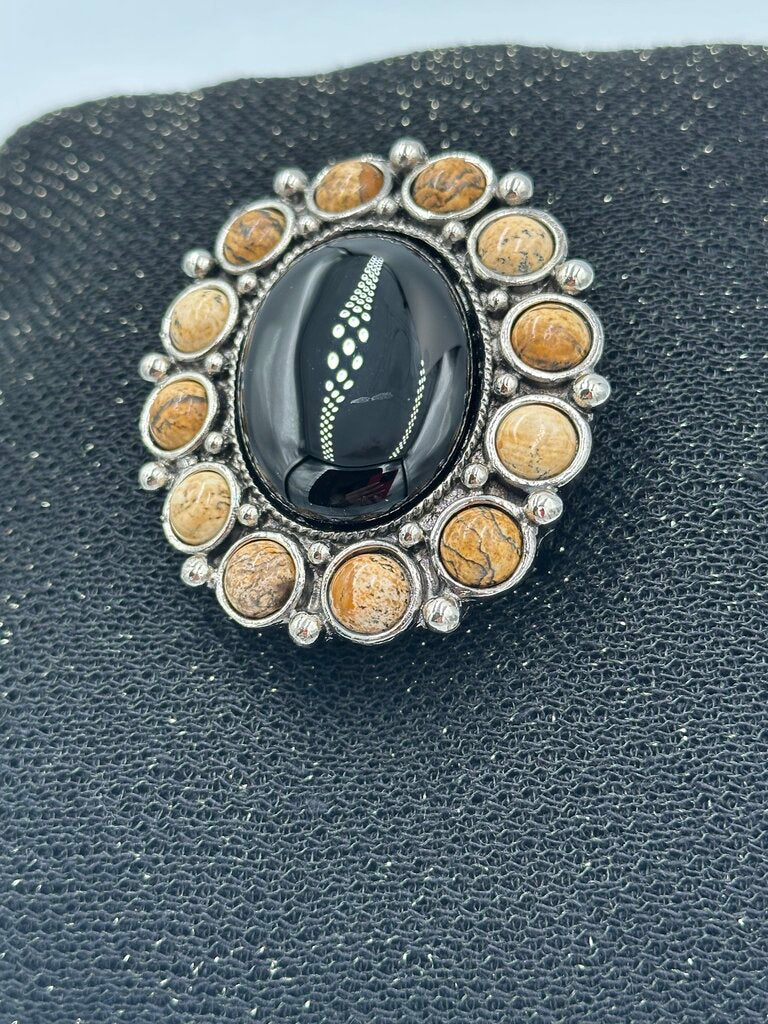Vintage Onyx & Stone Belt Buckle