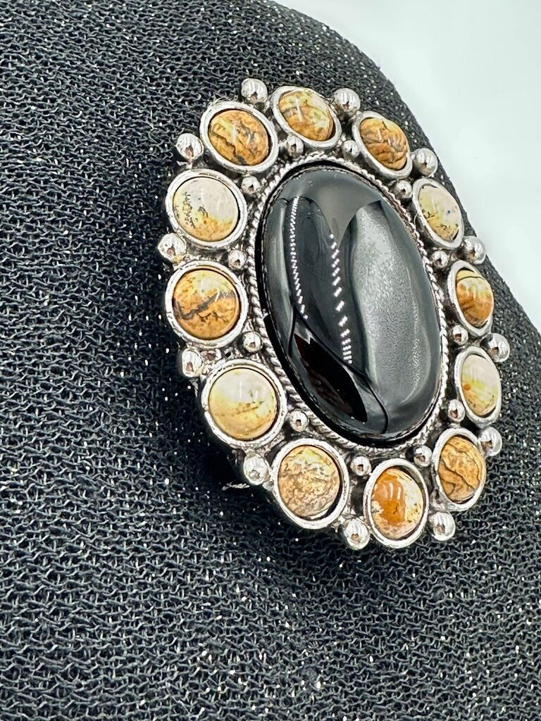 Vintage Onyx & Stone Belt Buckle