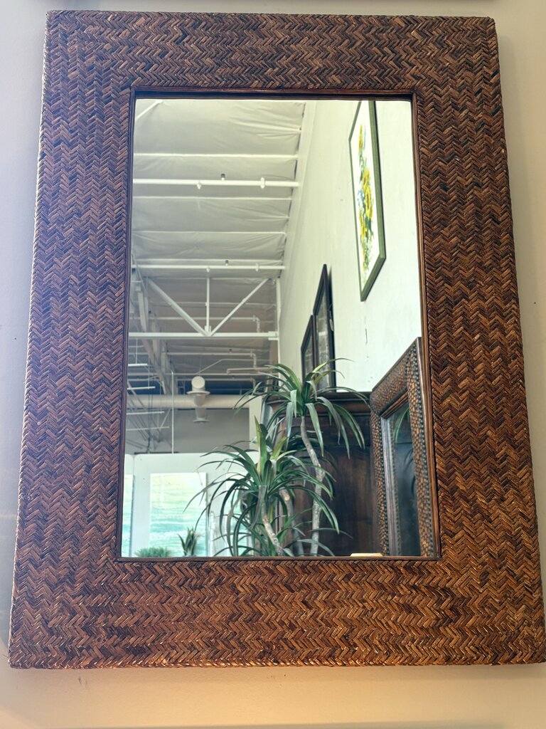 Chevron Woven Wicker Mirror- 32X43H