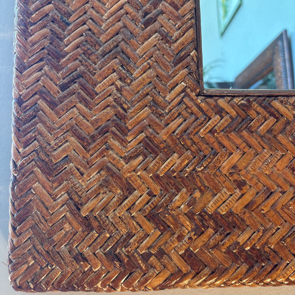 Chevron Woven Wicker Mirror- 32X43H