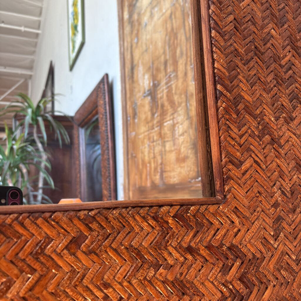 Chevron Woven Wicker Mirror- 32X43H