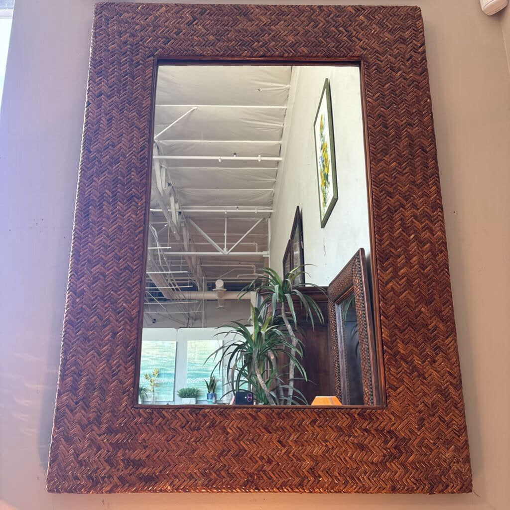 Chevron Woven Wicker Mirror- 32X43H