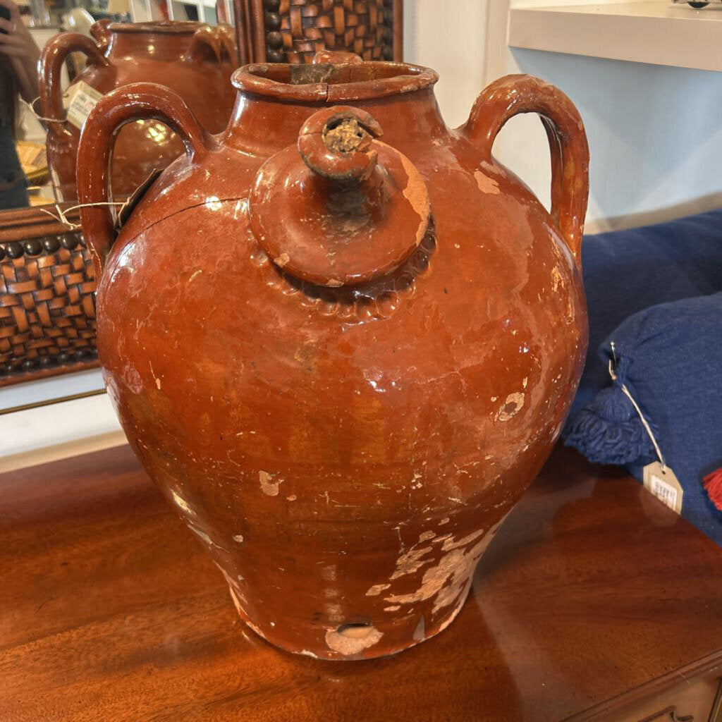 19 C. Antique French Oil Jug- Rust- 16H- AS IS