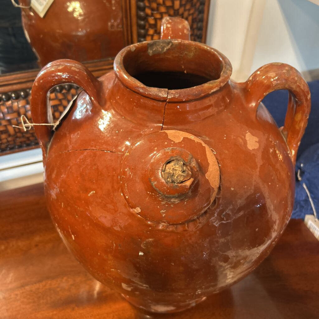 19 C. Antique French Oil Jug- Rust- 16H- AS IS
