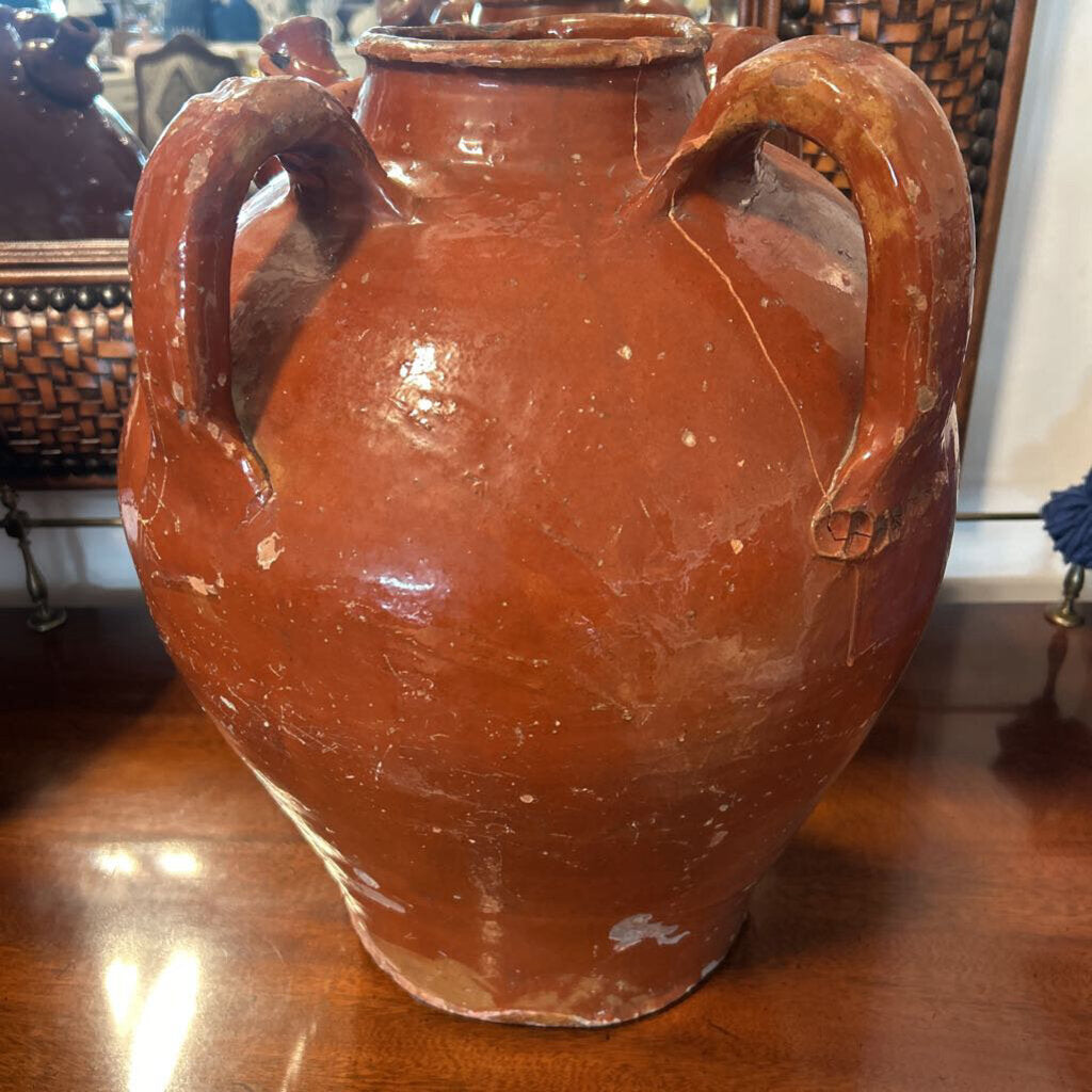 19 C. Antique French Oil Jug- Rust- 16H- AS IS