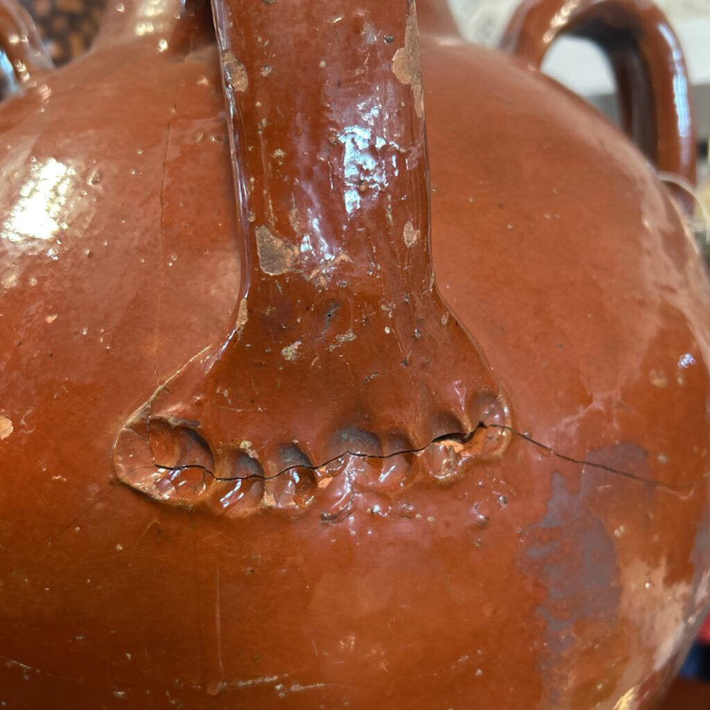 19 C. Antique French Oil Jug- Rust- 16H- AS IS