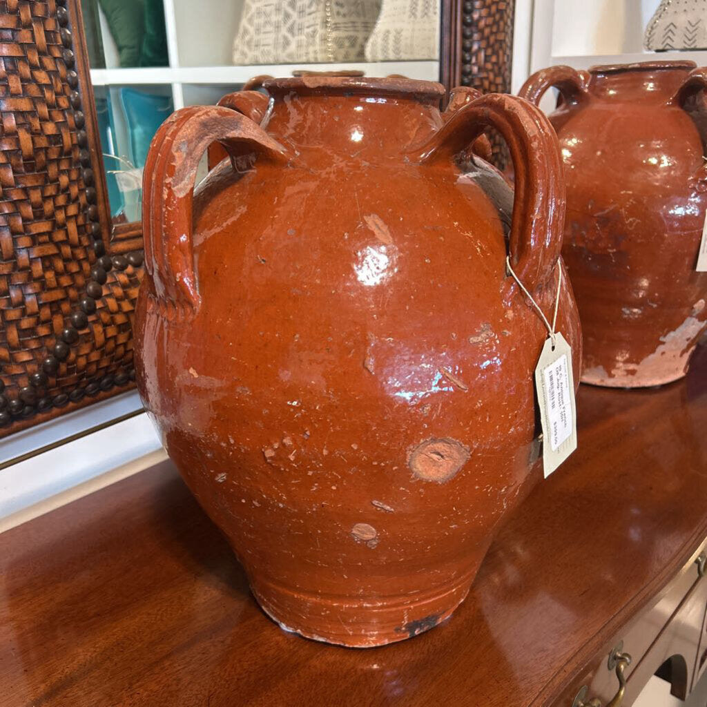 19 C. Antique French Oil Jug- Rust- 15H